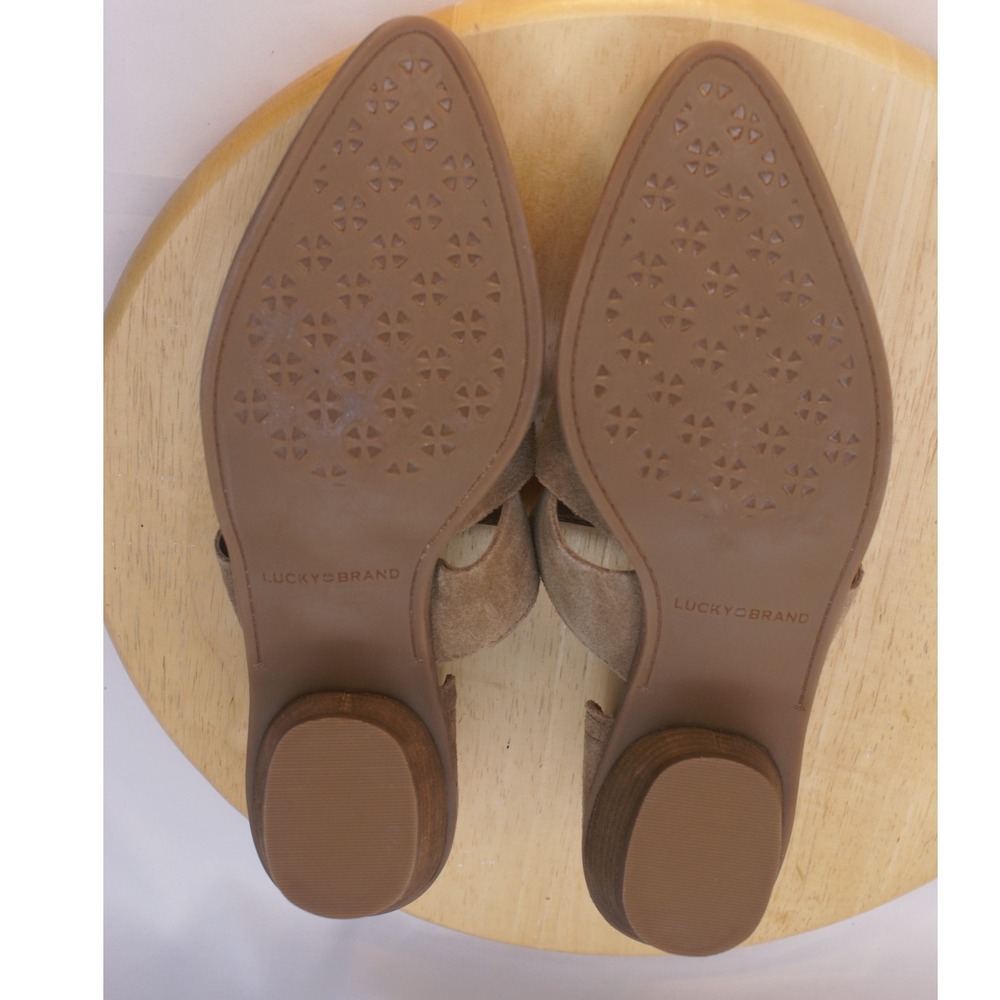 Lucky Brand Minnsy2 Tan Brown Suede Leather Cutout d'Orsay Booties Womens 8.5M - Picture 11 of 11